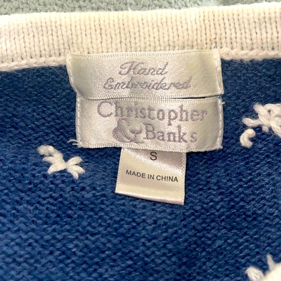 Christopher and Banks Hand Embroidered Christmas Sweater - Picture 3 of 3